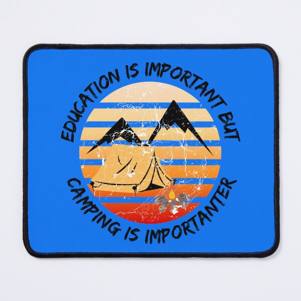 Item preview, Education Is Important But Camping Is Importanter Grunge Retro Sunset Tent In Blue designed and sold by LuckyKermit.