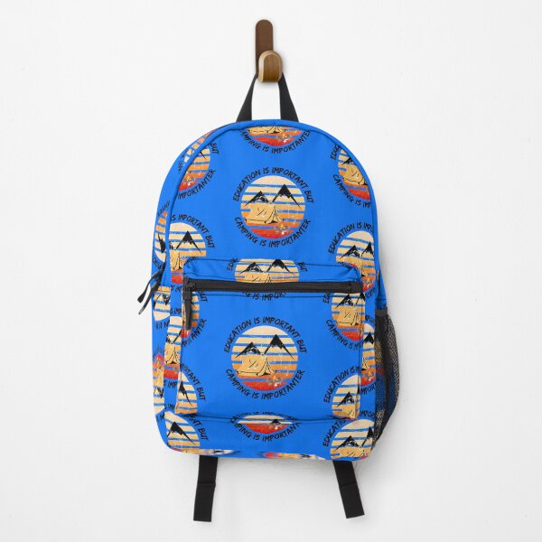 Item preview, Education Is Important But Camping Is Importanter Grunge Retro Sunset Tent In Blue designed and sold by LuckyKermit.