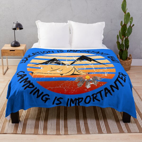 Item preview, Education Is Important But Camping Is Importanter Grunge Retro Sunset Tent In Blue designed and sold by LuckyKermit.