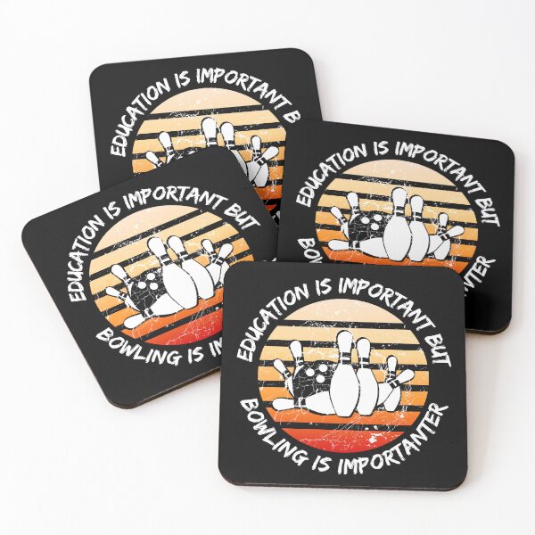 Item preview, Education Is Important But Bowling Is Importanter Grunge Retro Sunset In Black designed and sold by LuckyKermit.