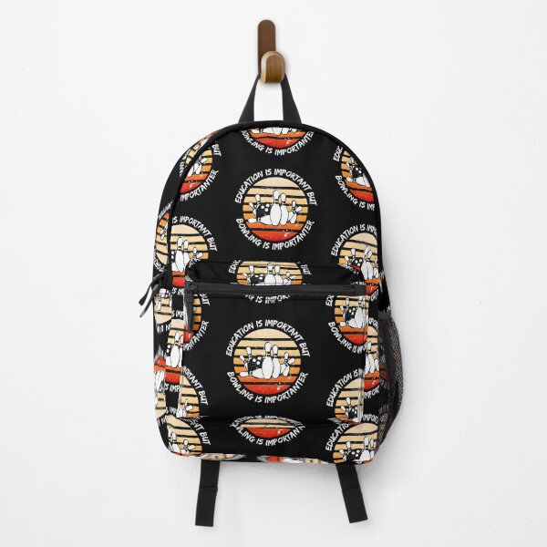 Item preview, Education Is Important But Bowling Is Importanter Grunge Retro Sunset In Black designed and sold by LuckyKermit.
