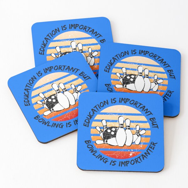 Item preview, Education Is Important But Bowling Is Importanter Grunge Retro Sunset In Blue designed and sold by LuckyKermit.