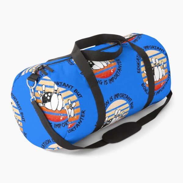 Item preview, Education Is Important But Bowling Is Importanter Grunge Retro Sunset In Blue designed and sold by LuckyKermit.
