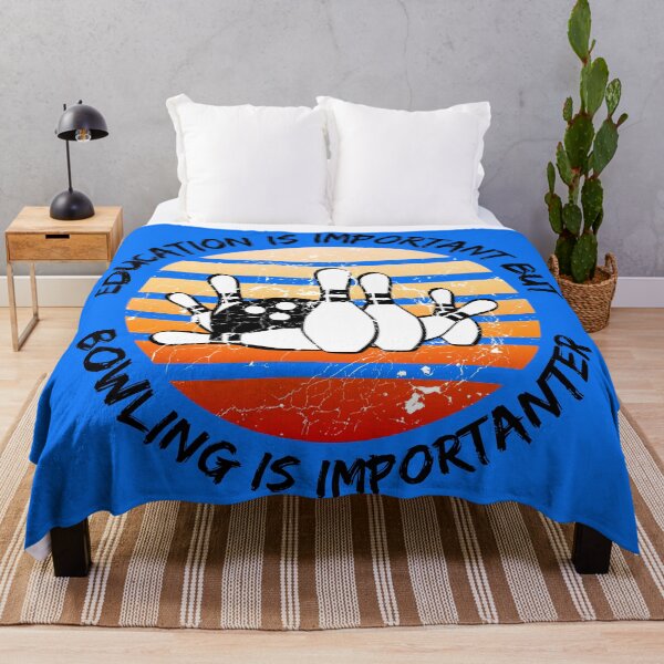 Item preview, Education Is Important But Bowling Is Importanter Grunge Retro Sunset In Blue designed and sold by LuckyKermit.