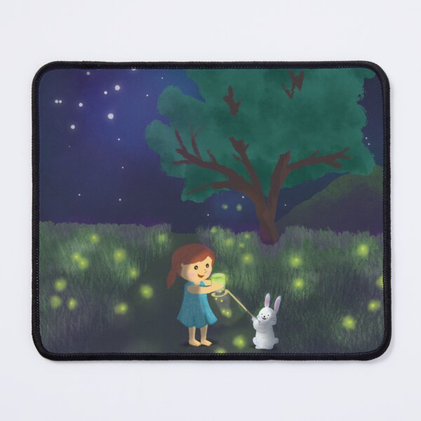 Item preview, The Season of Summer - Girl and Rabbit catching fireflies designed and sold by MyParadiseGifts.