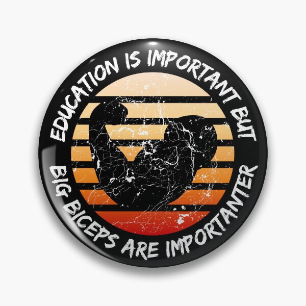 Item preview, Education Is Important But Big Biceps Are Importanter Grunge Retro Sunset Flexing Arm In Black designed and sold by LuckyKermit.