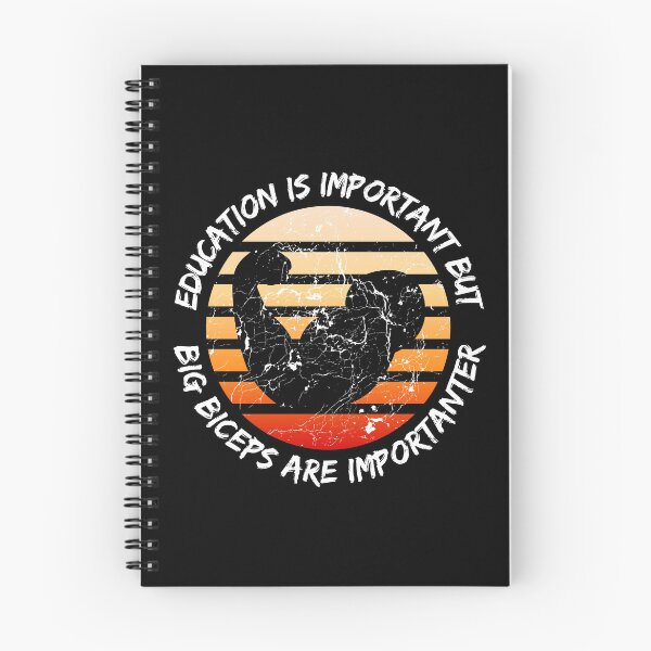 Item preview, Education Is Important But Big Biceps Are Importanter Grunge Retro Sunset Flexing Arm In Black designed and sold by LuckyKermit.