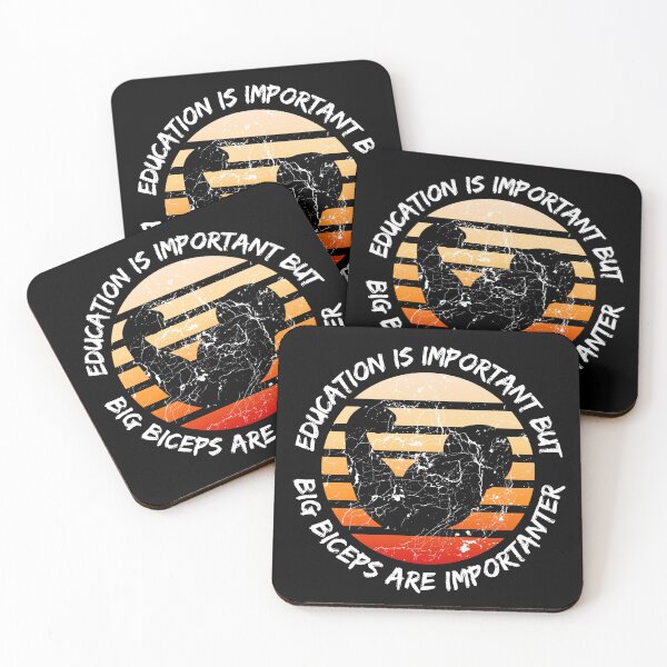 Item preview, Education Is Important But Big Biceps Are Importanter Grunge Retro Sunset Flexing Arm In Black designed and sold by LuckyKermit.