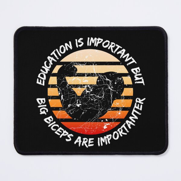 Item preview, Education Is Important But Big Biceps Are Importanter Grunge Retro Sunset Flexing Arm In Black designed and sold by LuckyKermit.
