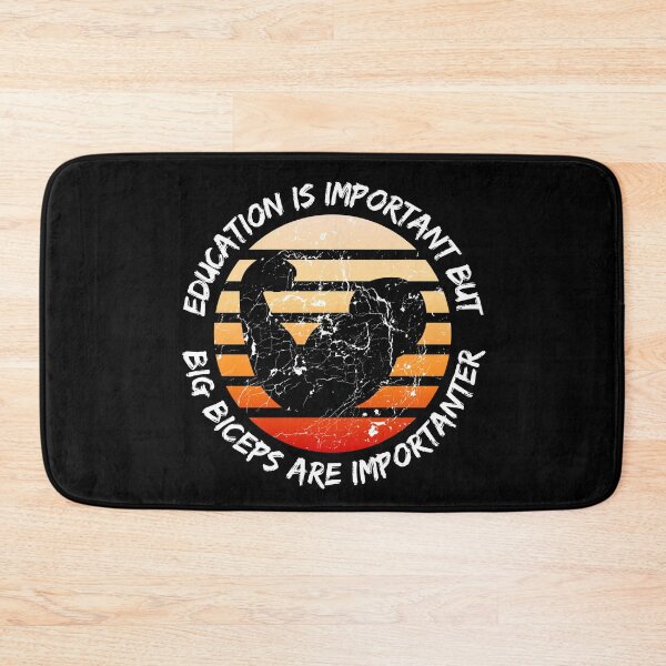 Item preview, Education Is Important But Big Biceps Are Importanter Grunge Retro Sunset Flexing Arm In Black designed and sold by LuckyKermit.