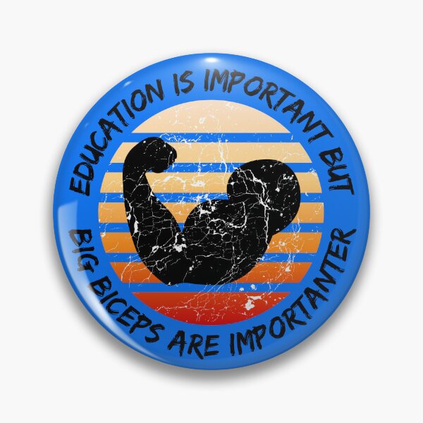 Item preview, Education Is Important But Big Biceps Are Importanter Grunge Retro Sunset Flexing Arm In Blue designed and sold by LuckyKermit.