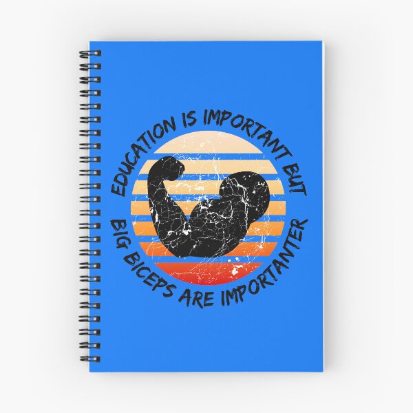 Item preview, Education Is Important But Big Biceps Are Importanter Grunge Retro Sunset Flexing Arm In Blue designed and sold by LuckyKermit.
