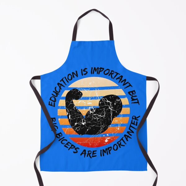 Item preview, Education Is Important But Big Biceps Are Importanter Grunge Retro Sunset Flexing Arm In Blue designed and sold by LuckyKermit.