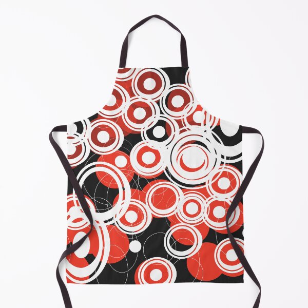 Item preview, Dramatic Midcentury White and Red Circular Pattern on Black designed and sold by LisWilliams.