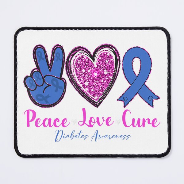 Item preview, Peace Love Cure Diabetes Awareness Diabetic Blue Ribbon designed and sold by poolbar.