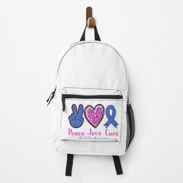 Item preview, Peace Love Cure Diabetes Awareness Diabetic Blue Ribbon designed and sold by poolbar.