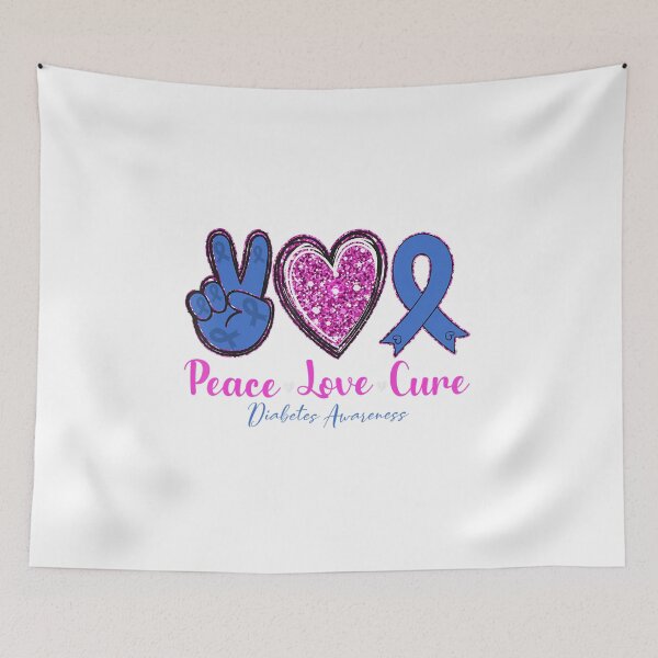Item preview, Peace Love Cure Diabetes Awareness Diabetic Blue Ribbon designed and sold by poolbar.