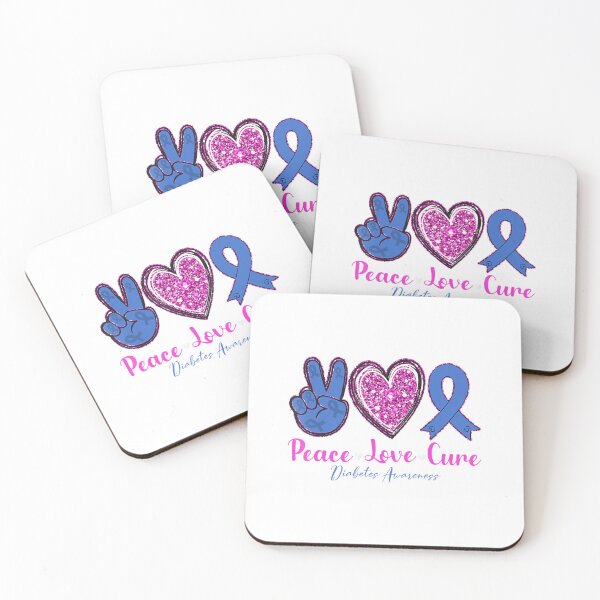 Item preview, Peace Love Cure Diabetes Awareness Diabetic Blue Ribbon designed and sold by poolbar.