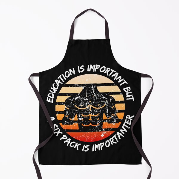 Item preview, Education Is Important But A Six Pack Is Importanter Grunge Retro Sunset Abs In Black designed and sold by LuckyKermit.