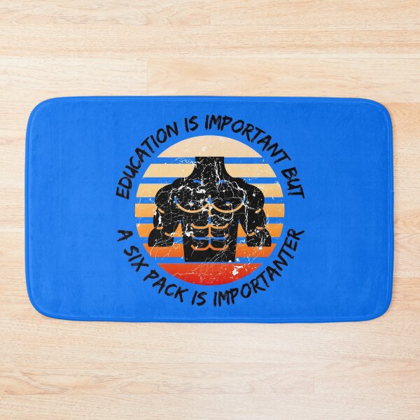 Item preview, Education Is Important But A Six Pack Is Importanter Grunge Retro Sunset Abs In Blue designed and sold by LuckyKermit.