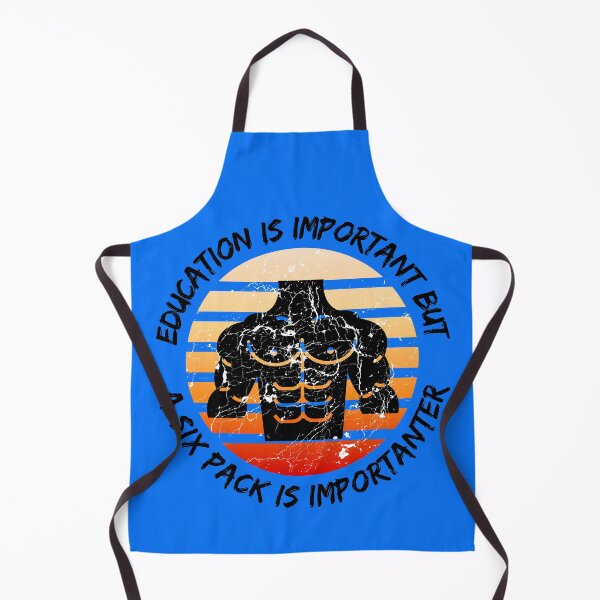 Item preview, Education Is Important But A Six Pack Is Importanter Grunge Retro Sunset Abs In Blue designed and sold by LuckyKermit.