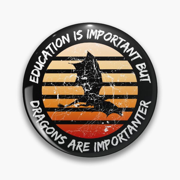 Item preview, Education Is Important But Dragons Are Importanter Grunge Retro Sunset Flying Dragon In Black designed and sold by LuckyKermit.
