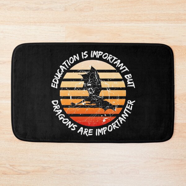 Item preview, Education Is Important But Dragons Are Importanter Grunge Retro Sunset Flying Dragon In Black designed and sold by LuckyKermit.