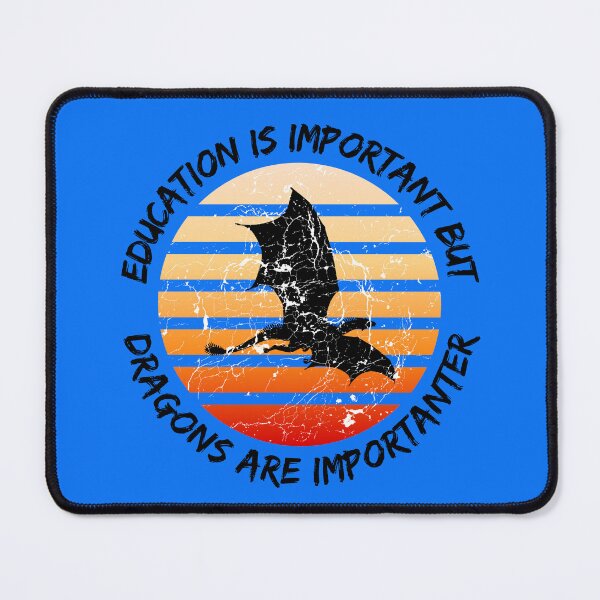 Item preview, Education Is Important But Dragons Are Importanter Grunge Retro Sunset Flying Dragon In Blue designed and sold by LuckyKermit.