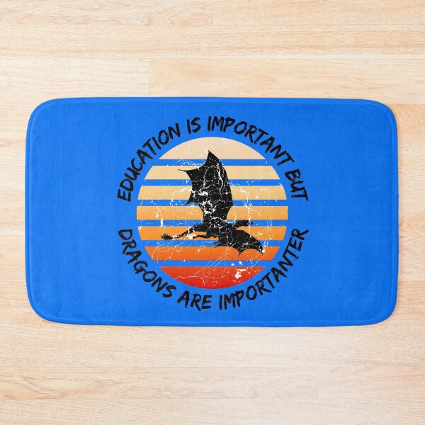 Item preview, Education Is Important But Dragons Are Importanter Grunge Retro Sunset Flying Dragon In Blue designed and sold by LuckyKermit.