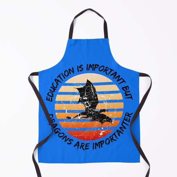 Item preview, Education Is Important But Dragons Are Importanter Grunge Retro Sunset Flying Dragon In Blue designed and sold by LuckyKermit.