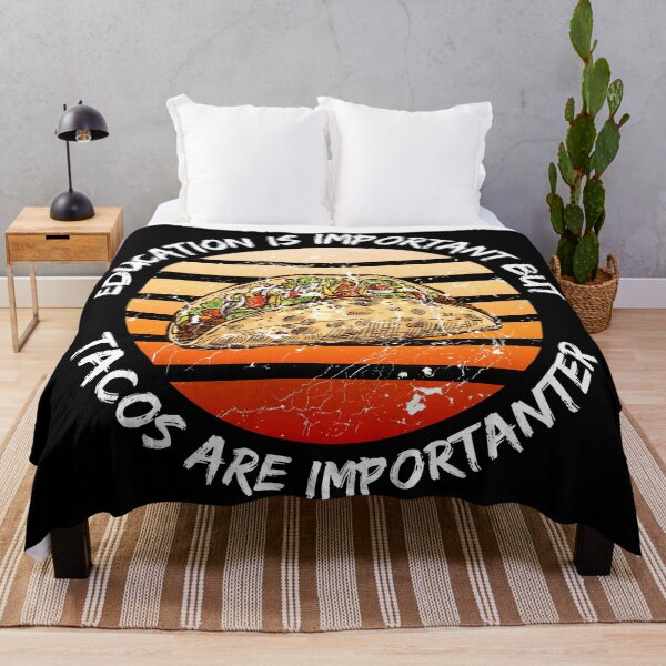 Item preview, Education Is Important But Tacos Are Importanter Grunge Retro Sunset In Black designed and sold by LuckyKermit.