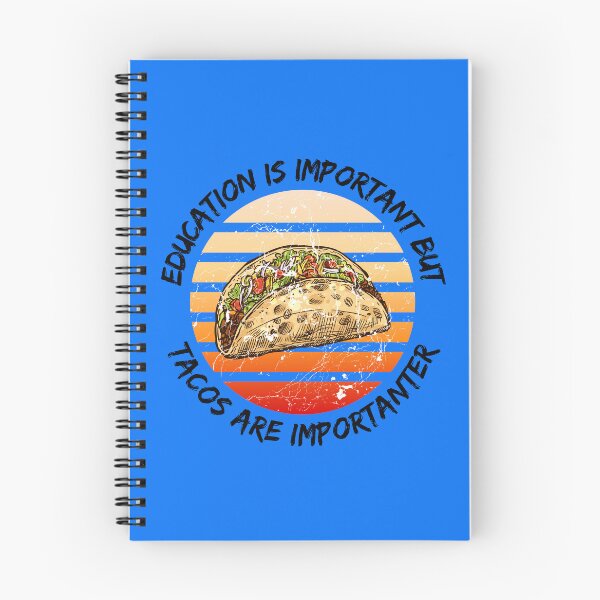 Item preview, Education Is Important But Tacos Are Importanter Grunge Retro Sunset In Blue designed and sold by LuckyKermit.