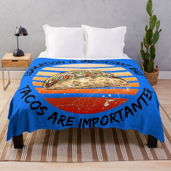 Item preview, Education Is Important But Tacos Are Importanter Grunge Retro Sunset In Blue designed and sold by LuckyKermit.