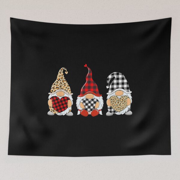 Item preview, Three Gnomes Holding Leopard Heart Plaid Valentine's Day  designed and sold by wendyy88.