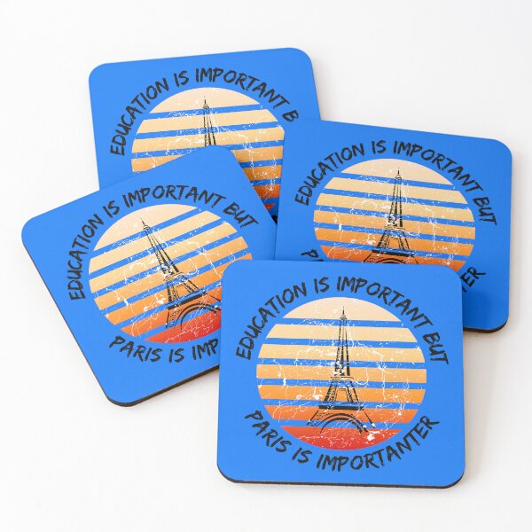 Item preview, Education Is Important But Paris Is Importanter Grunge Retro Sunset Eiffel Tower In Blue designed and sold by LuckyKermit.
