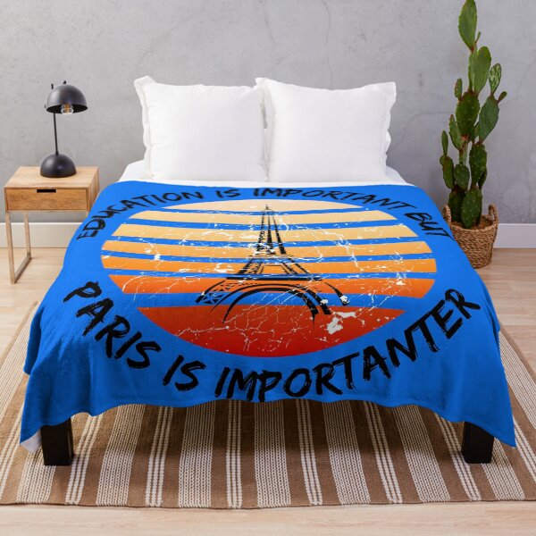 Item preview, Education Is Important But Paris Is Importanter Grunge Retro Sunset Eiffel Tower In Blue designed and sold by LuckyKermit.