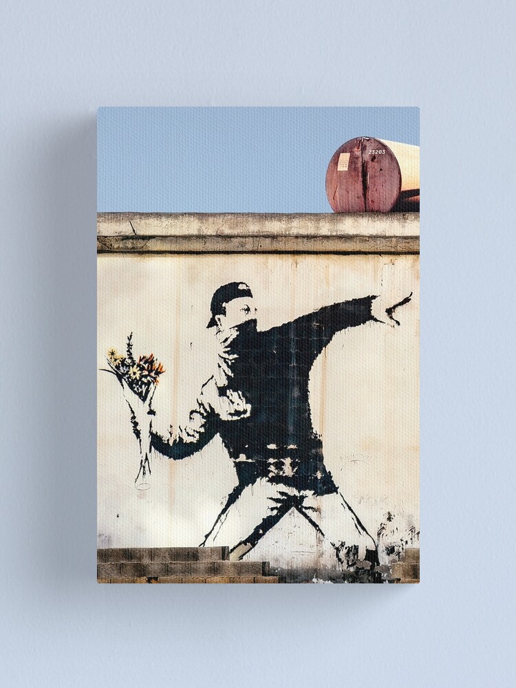 Banksy Flower Throw Wall Vinyl Sticker - Thrower Art Gift Decal - Banksy Flower Decal - Banksy Flower Decal - Banksy Sticker Thrower 16 x 16