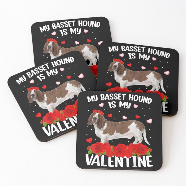 Item preview, Funny Red Rose Flower Heart Basset Hound Dog Valentine's Day  designed and sold by wendyy88.