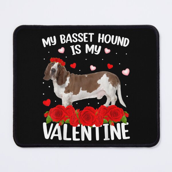 Item preview, Funny Red Rose Flower Heart Basset Hound Dog Valentine's Day designed and sold by wendyy88.