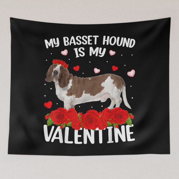 Item preview, Funny Red Rose Flower Heart Basset Hound Dog Valentine's Day  designed and sold by wendyy88.