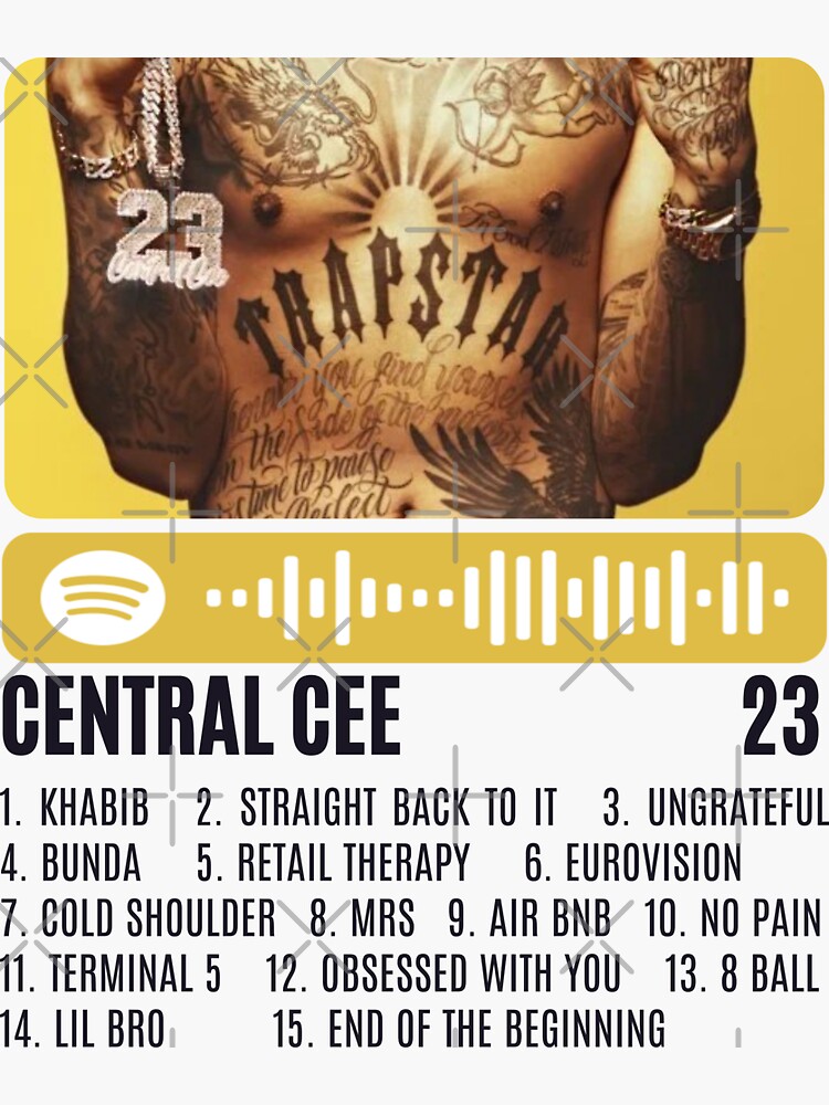 "Central Cee UK Drill Poster 23 Album" Sticker by CamilaJane Redbubble