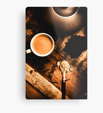 Cup Of Tea With Ingredients And Kettle On Wooden Table Metal Print
