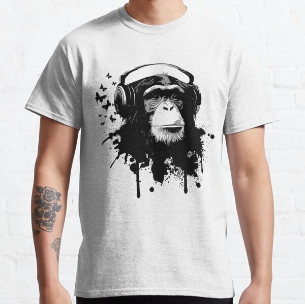 Monkey with clearance headphones t shirt