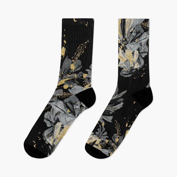 Item preview, Black and gold Abstract floral pattern  designed and sold by Mercedes P.