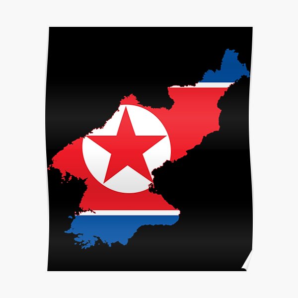 Flag Map of North Korea    Poster