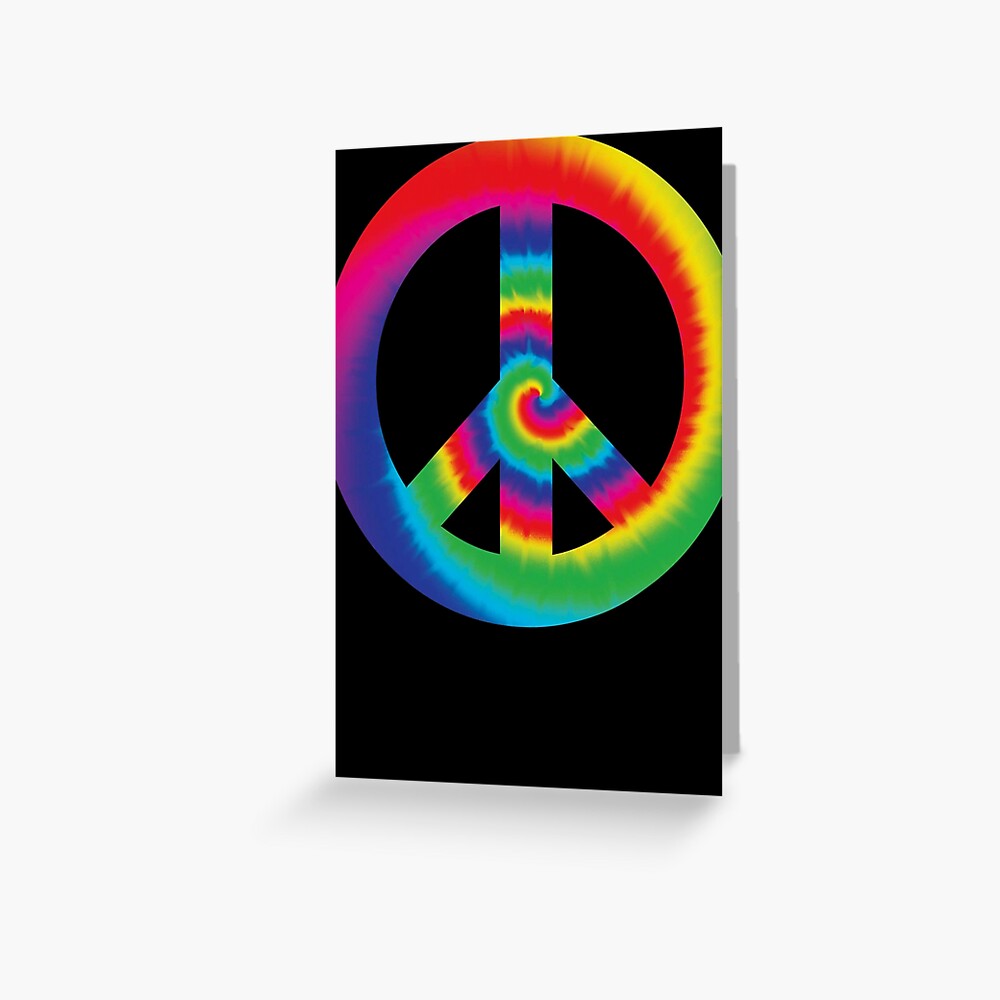 Tie Dye Peace Sign Hippies Symbol 60S 70S 80S Greeting Card By