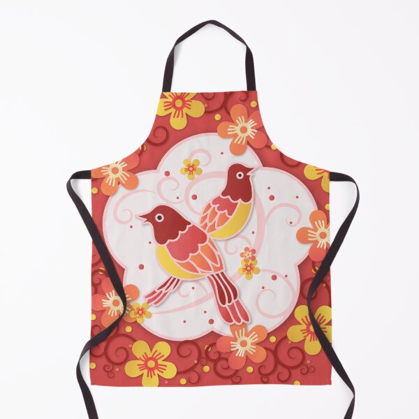 Item preview, Birds in Paper Cut circled by flowers, in Chinese Red Style designed and sold by xdashu.