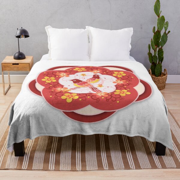 Item preview, Birds in Paper Cut circled by flowers, in Chinese Red Style designed and sold by xdashu.
