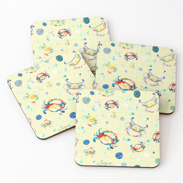 Item preview, Colorful Crabs, Sand Dollars + Sea Glass, Bright Watercolors+ Relief designed and sold by Melissa  MacMichael Art + Design.