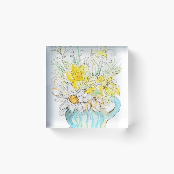 Item preview, Hand painted watercolor daffodils, yellow & white flowers spring floral art designed and sold by Paintingladycat.